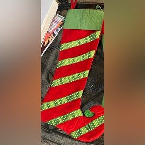 Red and green striped stocking